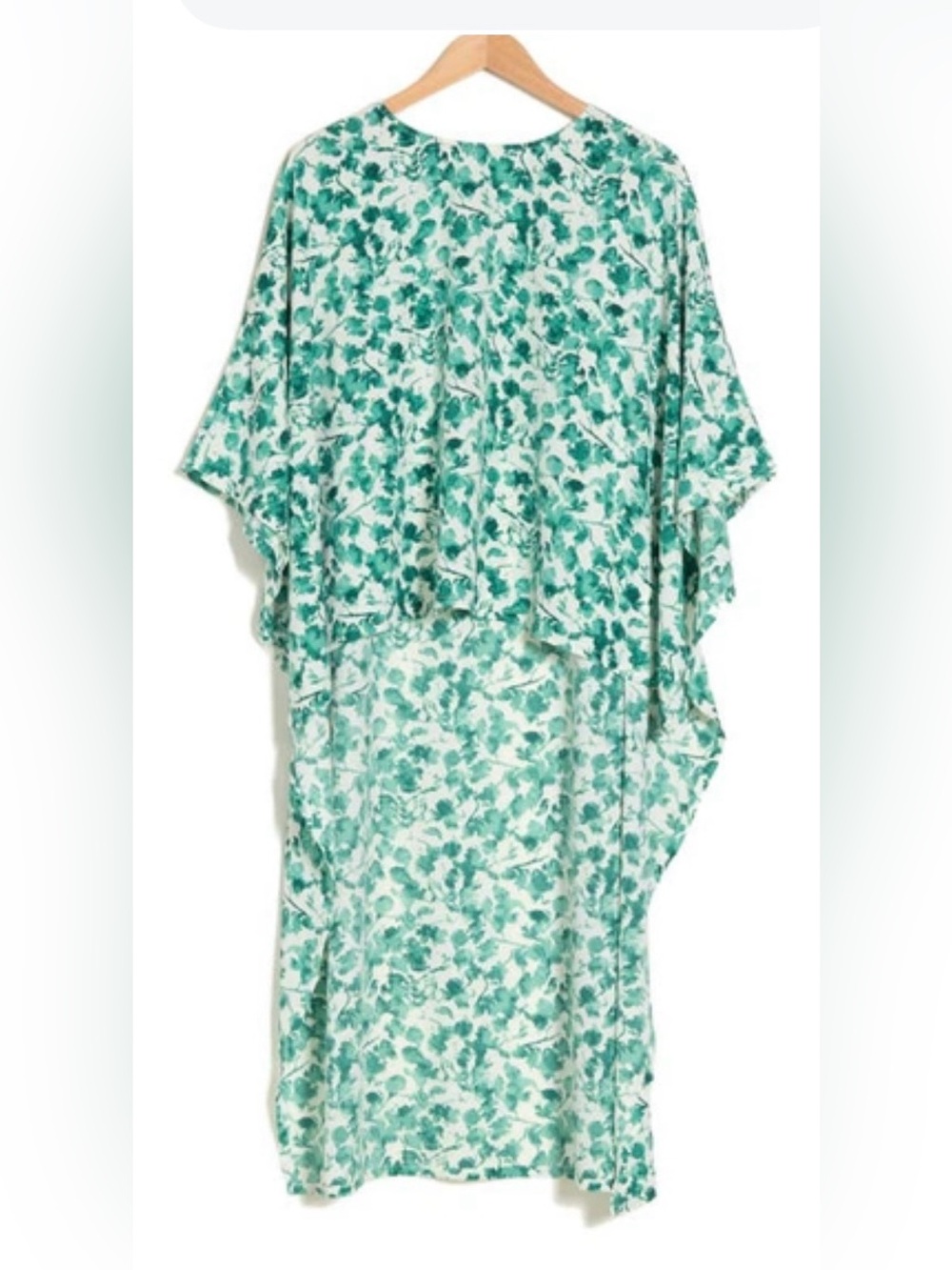 Patrizia Luca Women's Green Leaves Print High Low Tunic Top Size M/L
